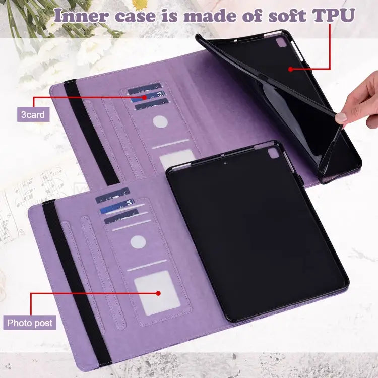 Tree & Deer Pattern Pressed Printing Horizontal Flip PU Leather Case with Holder & Card Slots & Sleep / Wake-up