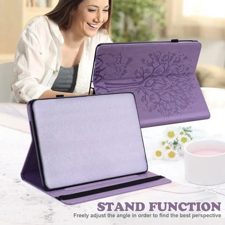 Tree & Deer Pattern Pressed Printing Leather Tablet Case For iPad mini 6 2021 / mini 2024 For Samsung Galaxy Tab A8