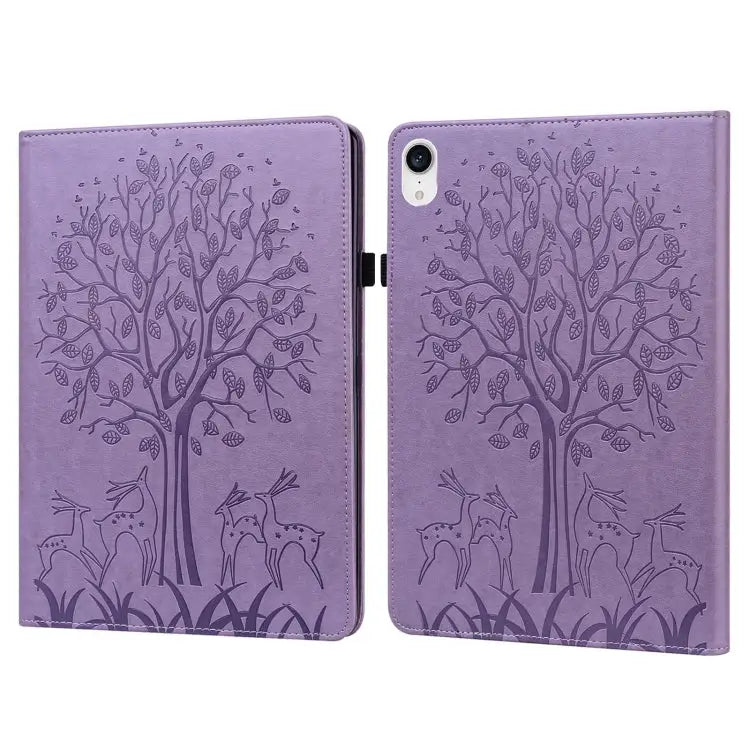 Tree & Deer Pattern Pressed Printing Leather Tablet Case For iPad mini 6 2021 / mini 2024 For Samsung Galaxy Tab A8