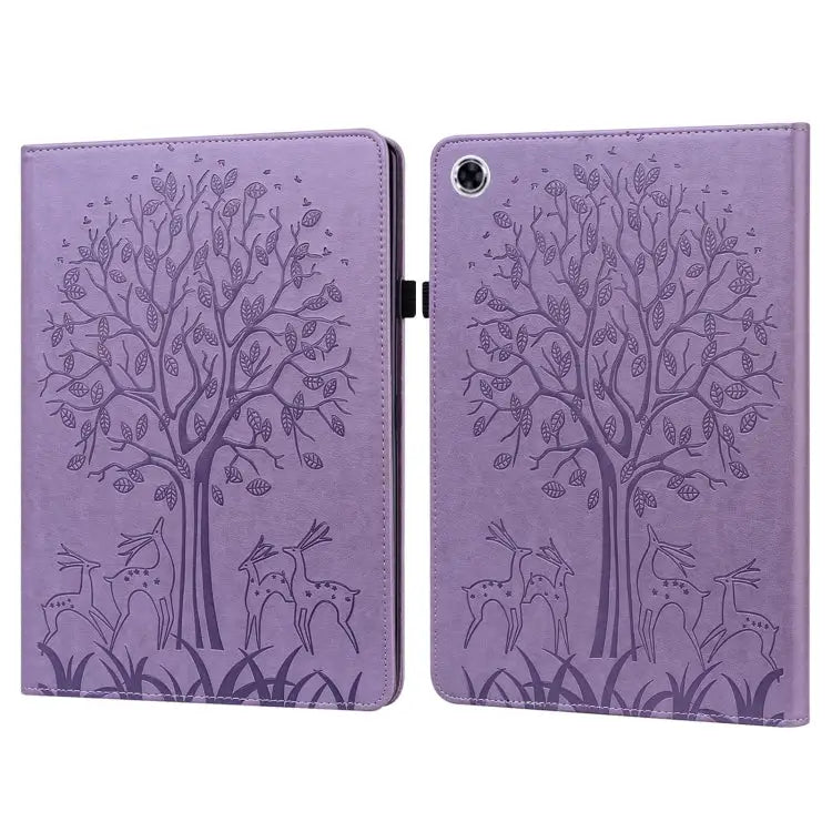 Tree & Deer Pattern Pressed Printing Leather Tablet Case For iPad mini 6 2021 / mini 2024 For Samsung Galaxy Tab A8