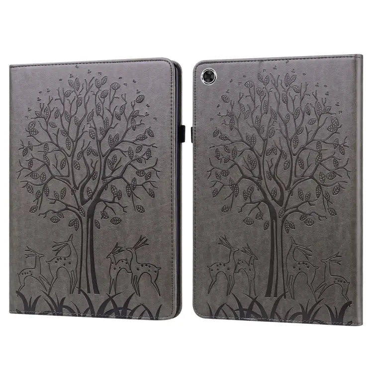 Tree & Deer Pattern Pressed Printing Leather Tablet Case For OPPO Pad 11 inch For OPPO Realme Pad 10.4 inch For Huawei