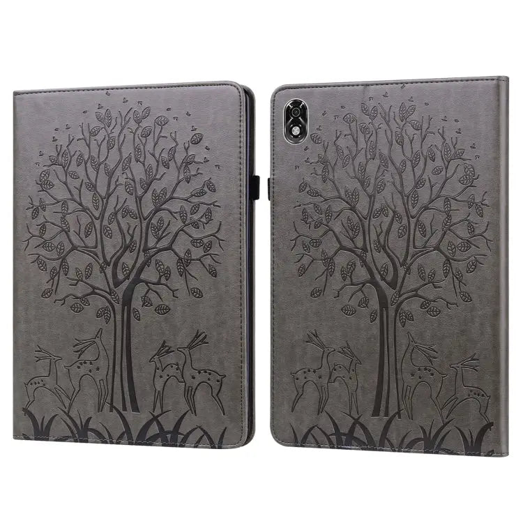 Tree & Deer Pattern Pressed Printing Leather Tablet Case For OPPO Pad 11 inch For OPPO Realme Pad 10.4 inch For Huawei