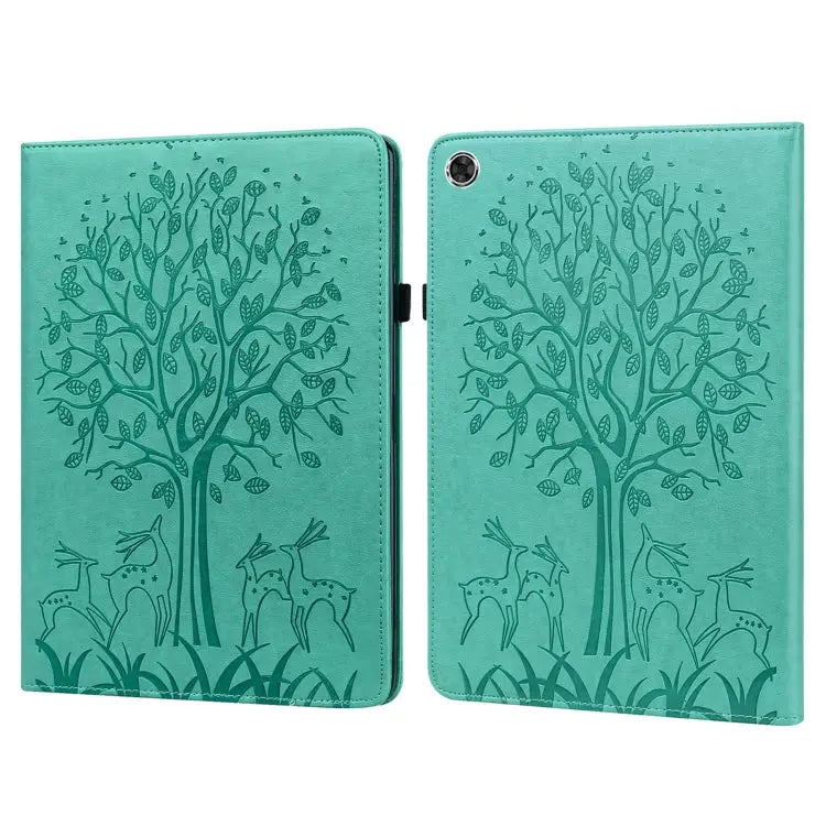 Tree & Deer Pattern Pressed Printing Leather Tablet Case For OPPO Pad 11 inch For OPPO Realme Pad 10.4 inch For Huawei