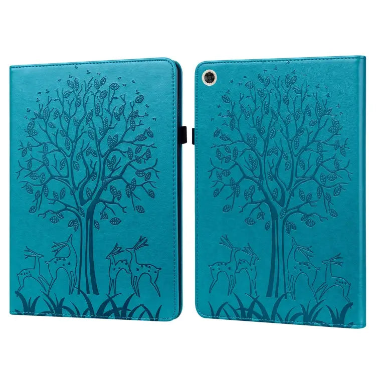 Tree & Deer Pattern Pressed Printing Leather Tablet Case For OPPO Pad 11 inch For OPPO Realme Pad 10.4 inch For Huawei