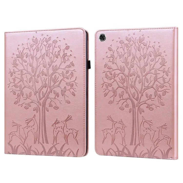Tree & Deer Pattern Pressed Printing Leather Tablet Case For OPPO Pad 11 inch For OPPO Realme Pad 10.4 inch For Huawei