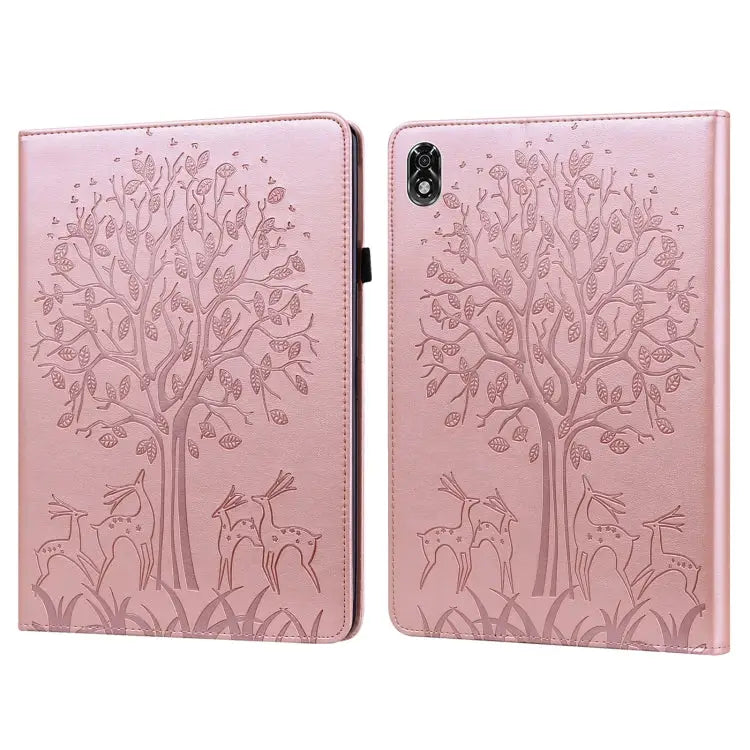 Tree & Deer Pattern Pressed Printing Leather Tablet Case For OPPO Pad 11 inch For OPPO Realme Pad 10.4 inch For Huawei