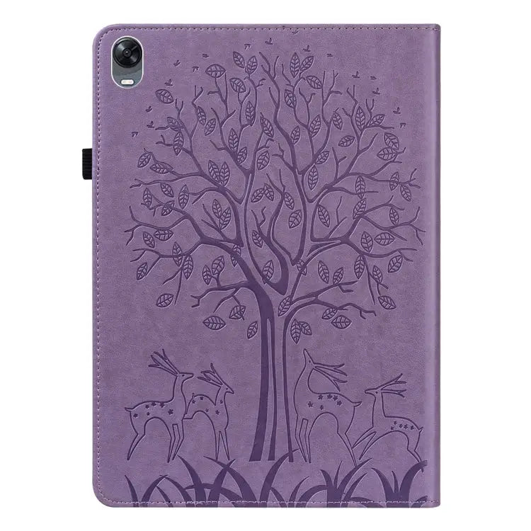 Tree & Deer Pattern Pressed Printing Leather Tablet Case For OPPO Pad 11 inch For OPPO Realme Pad 10.4 inch For Huawei