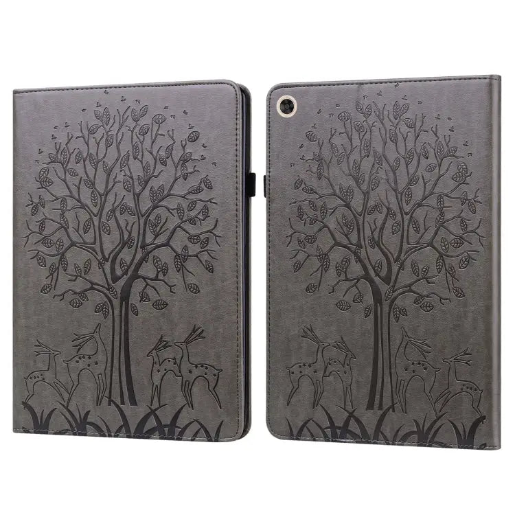 Tree & Deer Pattern Pressed Printing Leather Tablet Case For OPPO Pad 11 inch For OPPO Realme Pad 10.4 inch For Huawei