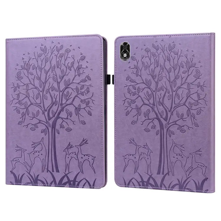 Tree & Deer Pattern Pressed Printing Leather Tablet Case For OPPO Pad 11 inch For OPPO Realme Pad 10.4 inch For Huawei