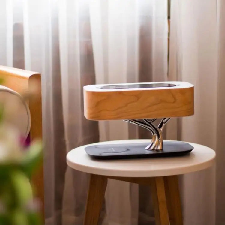 Tree Light Bluetooth Speaker Desk Lamp Phone Wireless Charger UK Plug - UK Plug