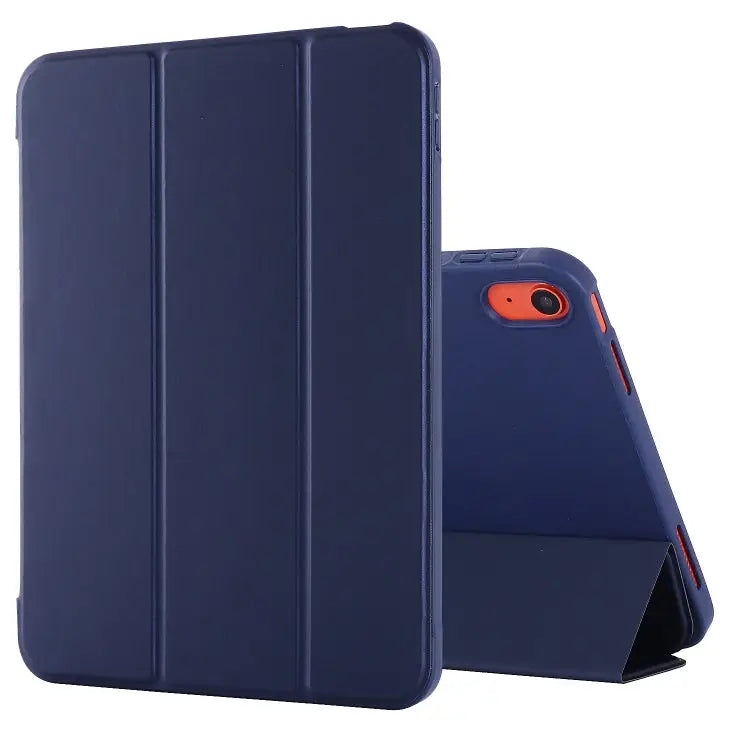 Tri-fold Holder Tablet Leather Case For iPad 10th Gen 10.9 2022 - For iPad 10th Gen 10.9 2022 / Dark Blue - Apple
