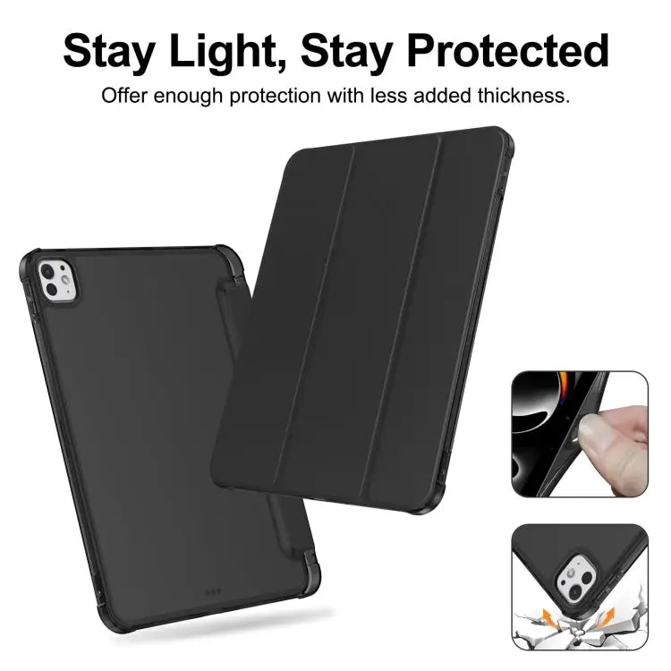 Tri-fold Holder TPU Cover Frosted Leather Smart Tablet Case withh Pen Slot For iPad Pro 11 2024 For iPad 10.2 2021