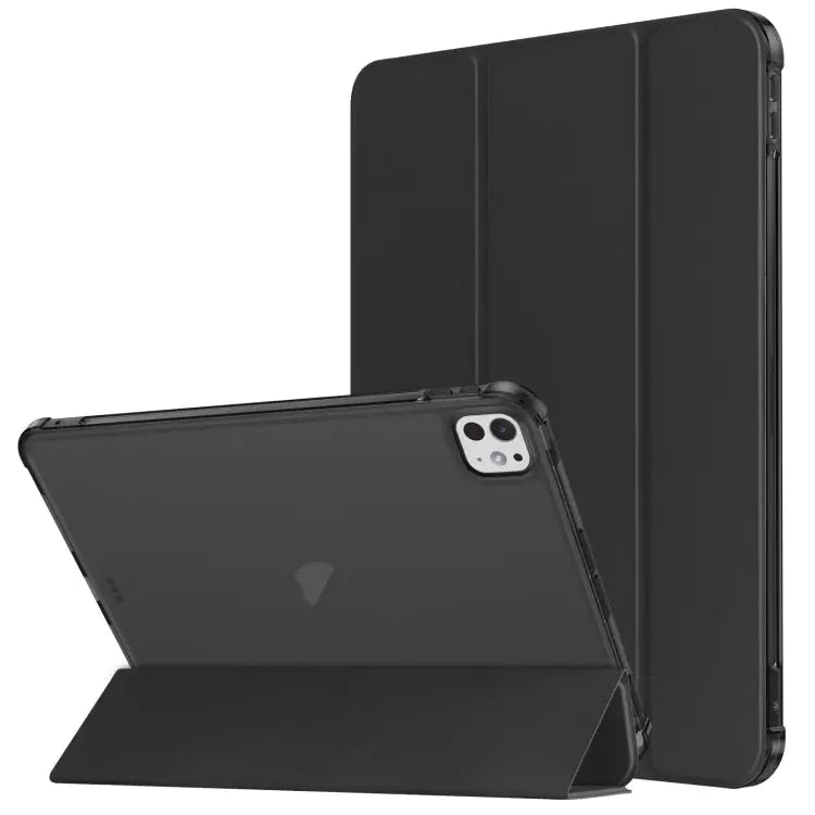 Tri-fold Holder TPU Cover Frosted Leather Smart Tablet Case withh Pen Slot For iPad Pro 11 2024 For iPad 10.2 2021