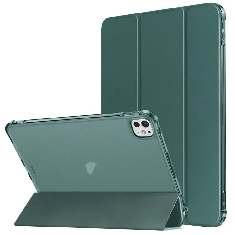 Tri-fold Holder TPU Cover Frosted Leather Smart Tablet Case withh Pen Slot For iPad Pro 11 2024 For iPad 10.2 2021
