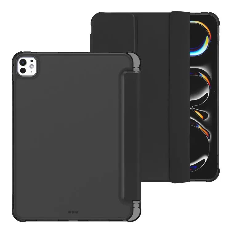 Tri-fold Holder TPU Cover Frosted Leather Smart Tablet Case withh Pen Slot For iPad Pro 11 2024 For iPad 10.2 2021
