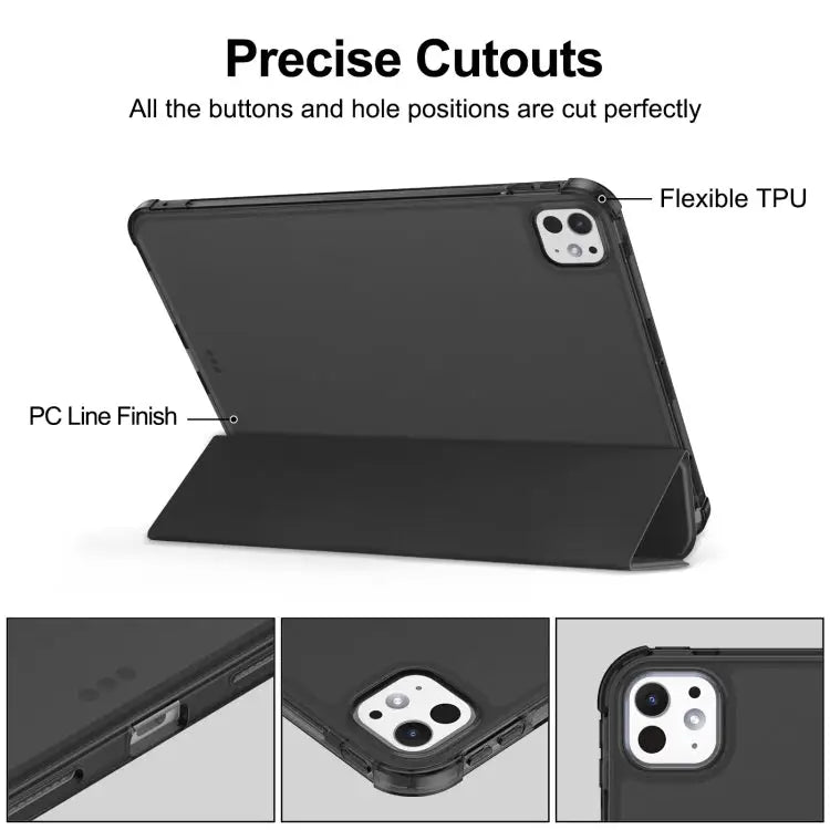 Tri-fold Holder TPU Cover Frosted Leather Smart Tablet Case withh Pen Slot For iPad Pro 11 2024 For iPad 10.2 2021