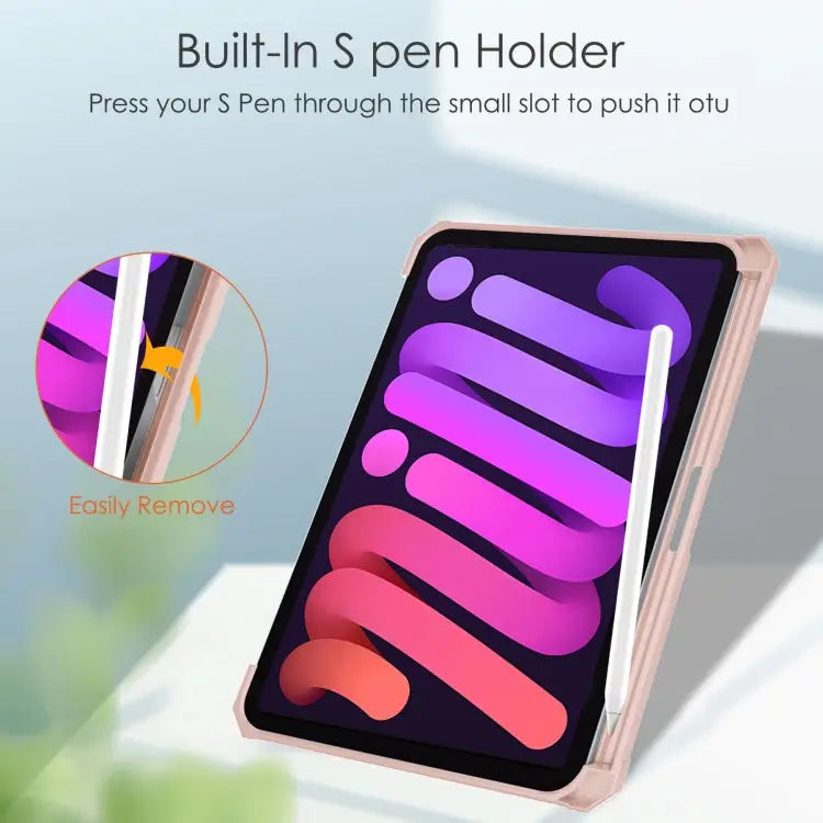 Tri-folding Acrylic TPU Leather Tablet Case with Holder & Pen Slot For iPad mini 6 / mini 2024 - Apple Accessories
