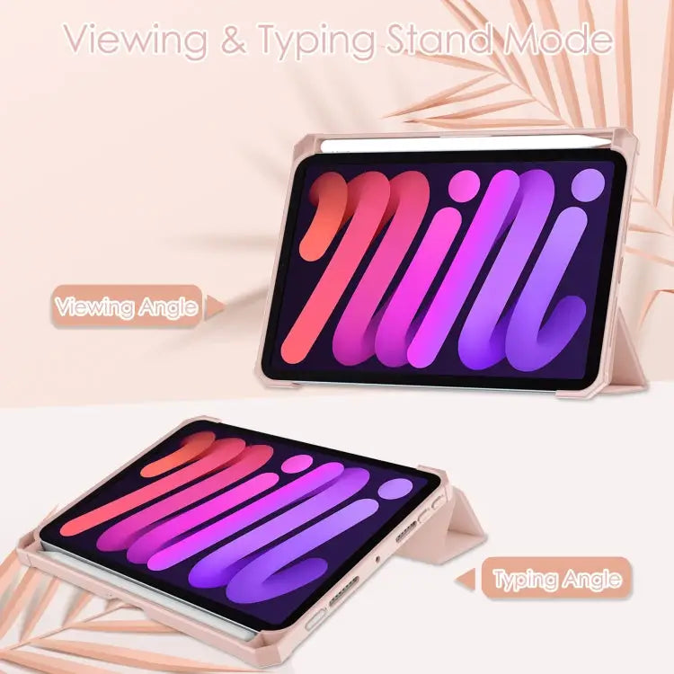 Tri-folding Acrylic TPU Leather Tablet Case with Holder & Pen Slot For iPad mini 6 / mini 2024 - Apple Accessories