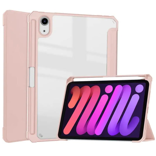 Tri-folding Acrylic TPU Leather Tablet Case with Holder & Pen Slot For iPad mini 6 / mini 2024 - For iPad mini 6 / mini