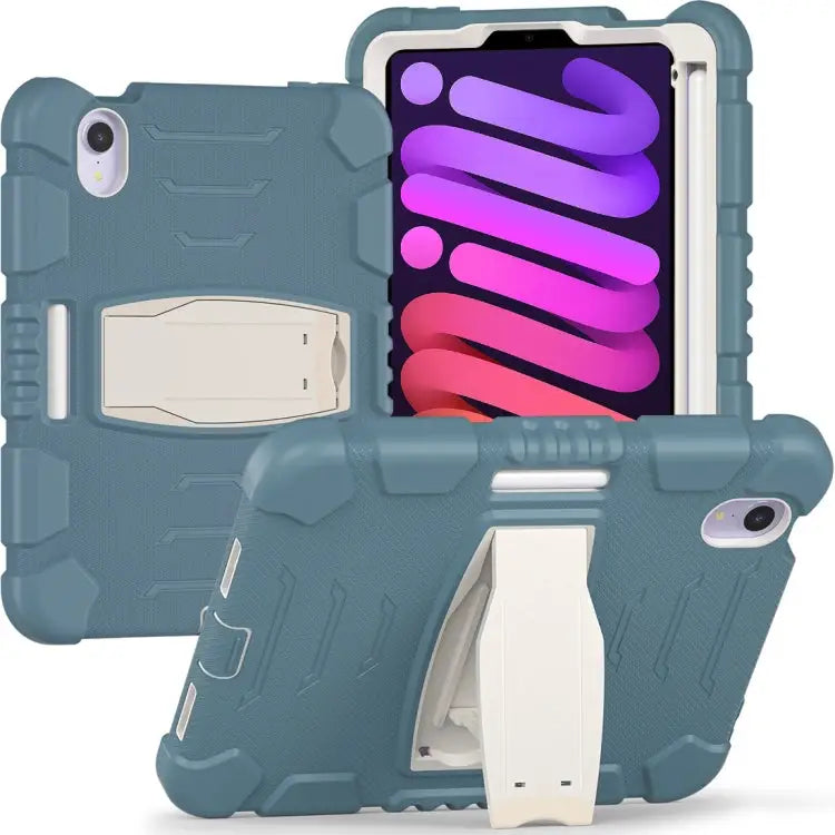 Tri-Layer Protection Screen Frame Heavy Duty PC Hybrid Silicone Case with Holder For iPad mini 6 / mini 2024 - For iPad