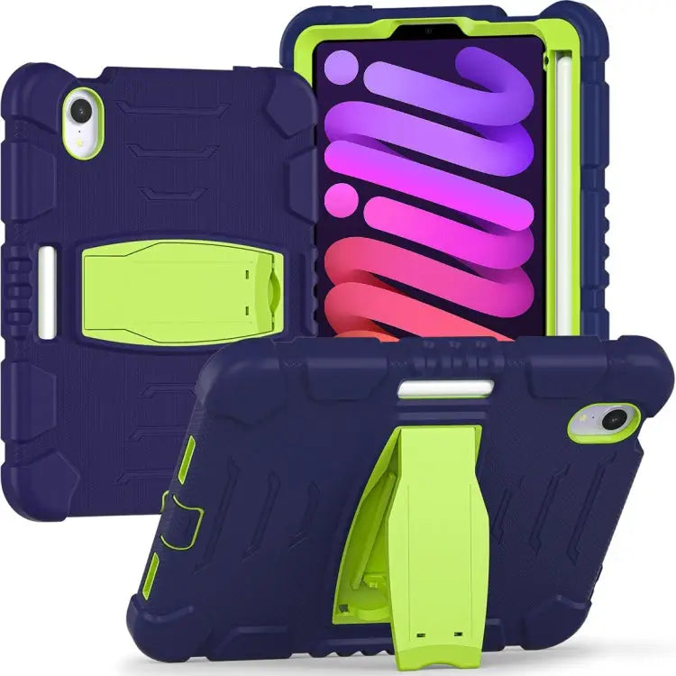 Tri-Layer Protection Screen Frame Heavy Duty PC Hybrid Silicone Case with Holder For iPad mini 6 / mini 2024 - For iPad