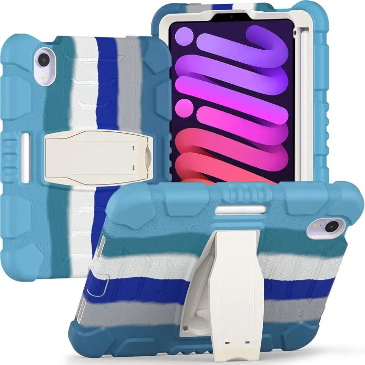 Tri-Layer Protection Screen Frame Heavy Duty PC Hybrid Silicone Case with Holder For iPad mini 6 / mini 2024 - For iPad