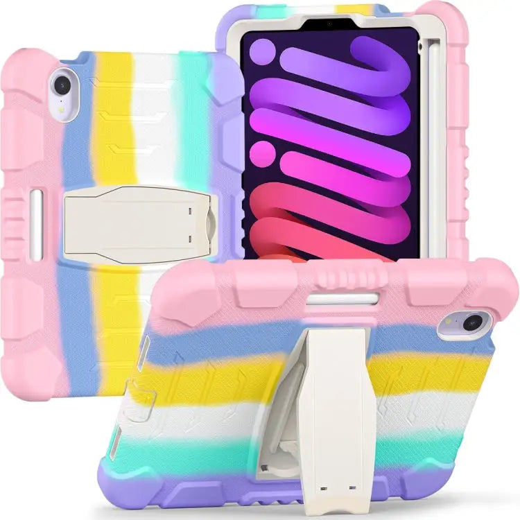 Tri-Layer Protection Screen Frame Heavy Duty PC Hybrid Silicone Case with Holder For iPad mini 6 / mini 2024 - For iPad