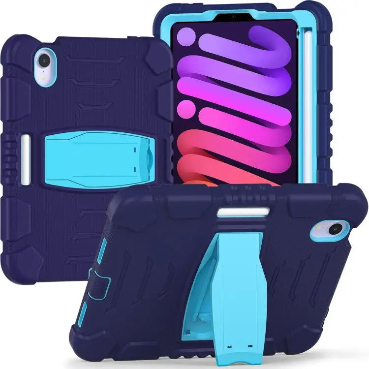 Tri-Layer Protection Screen Frame Heavy Duty PC Hybrid Silicone Case with Holder For iPad mini 6 / mini 2024 - For iPad