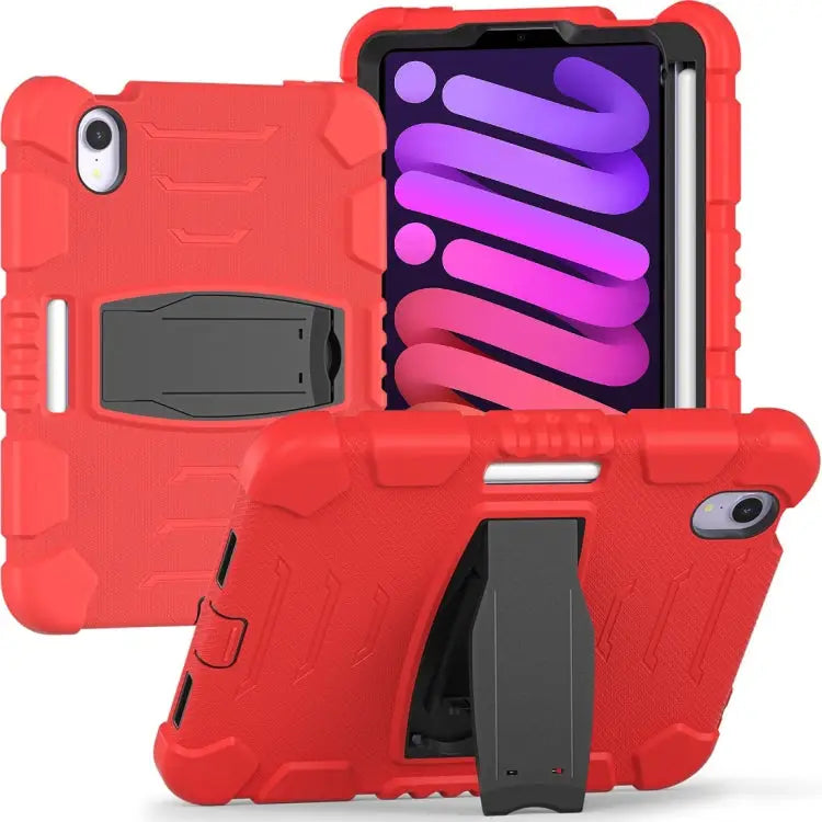 Tri-Layer Protection Screen Frame Heavy Duty PC Hybrid Silicone Case with Holder For iPad mini 6 / mini 2024 - For iPad