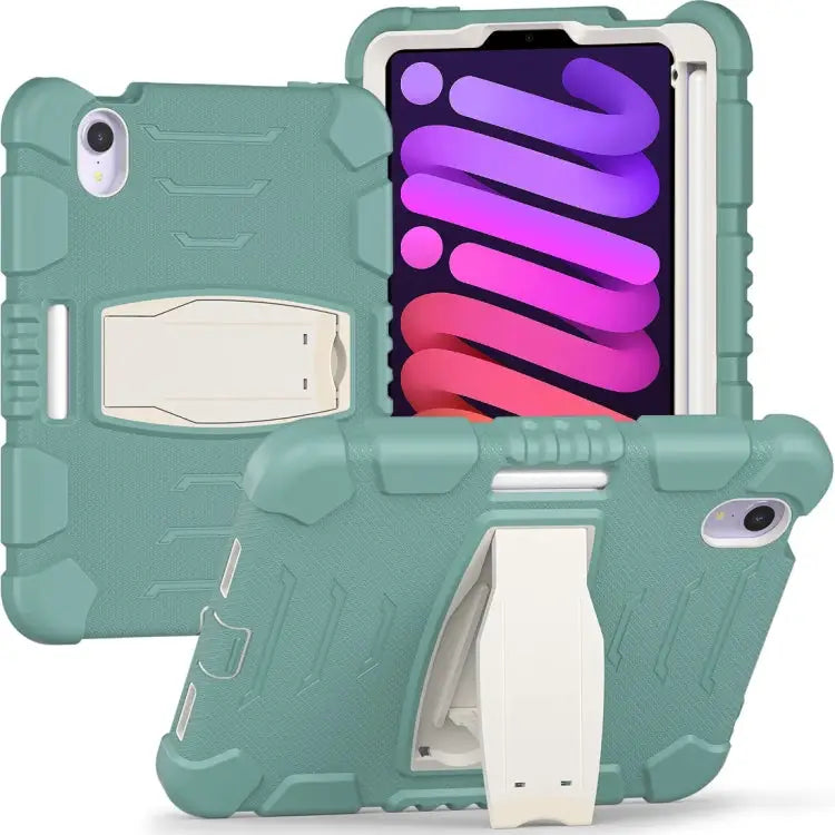 Tri-Layer Protection Screen Frame Heavy Duty PC Hybrid Silicone Case with Holder For iPad mini 6 / mini 2024 - For iPad