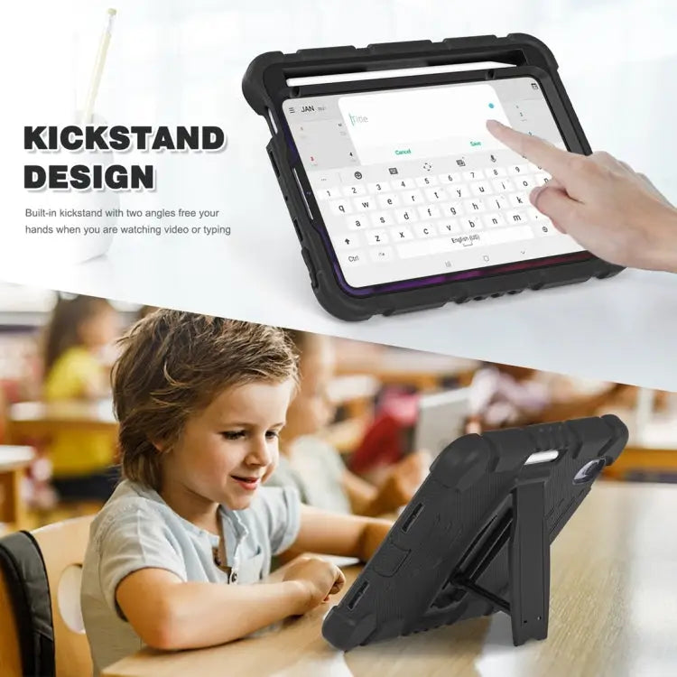 Tri-Layer Protection Screen Frame Heavy Duty PC Hybrid Silicone Case with Holder For iPad mini 6 / mini 2024 - Apple