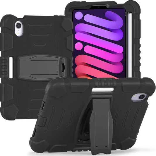 Tri-Layer Protection Screen Frame Heavy Duty PC Hybrid Silicone Case with Holder For iPad mini 6 / mini 2024 - For iPad