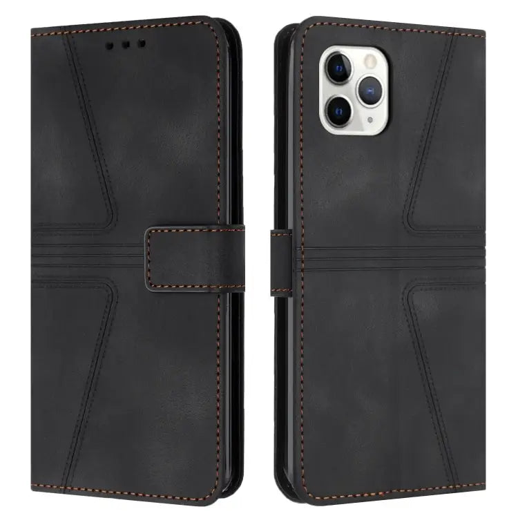 Triangle Solid Color Leather Phone Case - For iPhone 11 Pro / Black - Apple Accessories