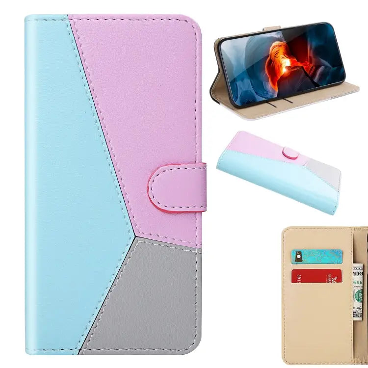 Tricolor Stitching Horizontal Flip Leather Phone Case For iPhone 15 Pro Max For iPhone 15 Pro For iPhone 15 Plus