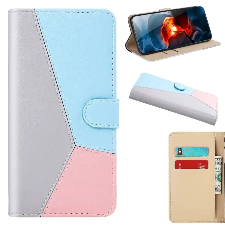 Tricolor Stitching Horizontal Flip Leather Phone Case For iPhone 15 Pro Max For iPhone 15 Pro For iPhone 15 Plus