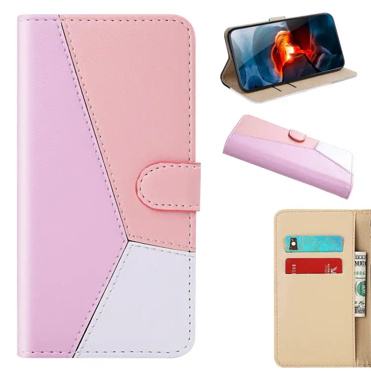 Tricolor Stitching Horizontal Flip Leather Phone Case For iPhone 15 Pro Max For iPhone 15 Pro For iPhone 15 Plus