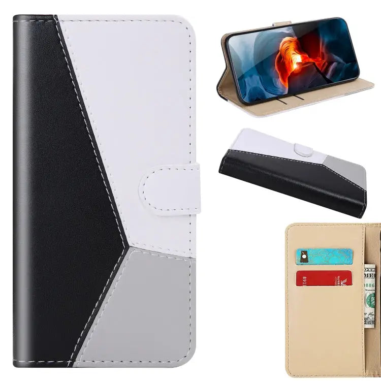 Tricolor Stitching Horizontal Flip Leather Phone Case For iPhone 15 Pro Max For iPhone 15 Pro For iPhone 15 Plus