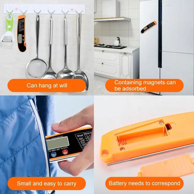 TS-BY52-Y Kitchen Food Cooking BBQ Foldable Waterproof Probe Thermometer(Yellow) TS-BY52-Y - TS-BY52-Y