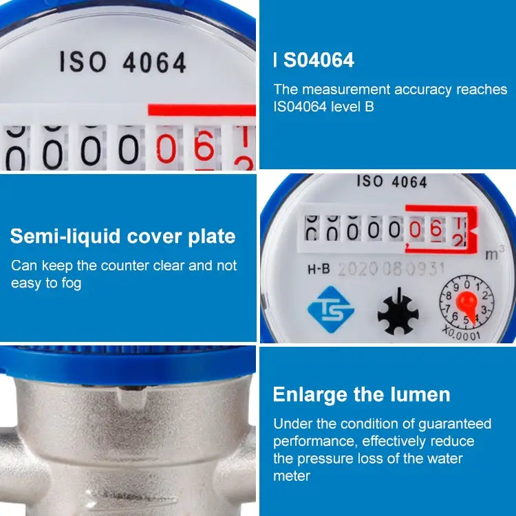 TS-S300E Household Mechanical Rotary-wing Cold Water Meter High-precision Pointer Digital Display Combination Water