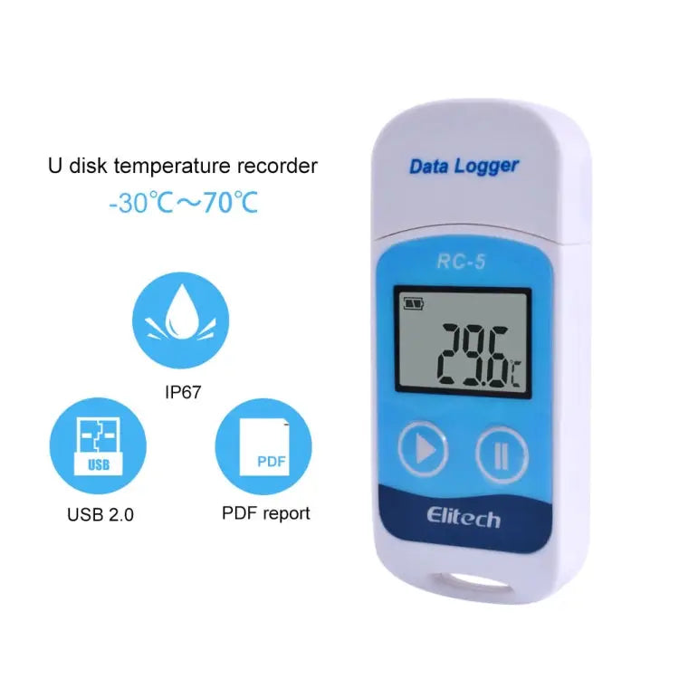 TTE35065 Digital USB Temperature Data Logger for Warehouse Storage Refrigerated Cold Storage and Laboratory TTE35065