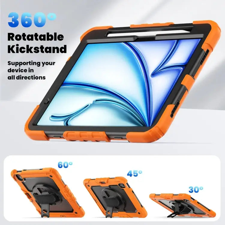 Turntable Holder Silicone Hybrid PC Tablet Case with Shoulder Strap For iPad Air 13 2025 / 2024
