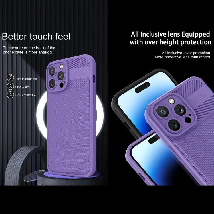 Twill Texture TPU Shockproof Phone Case - For iPhone 11 / Purple