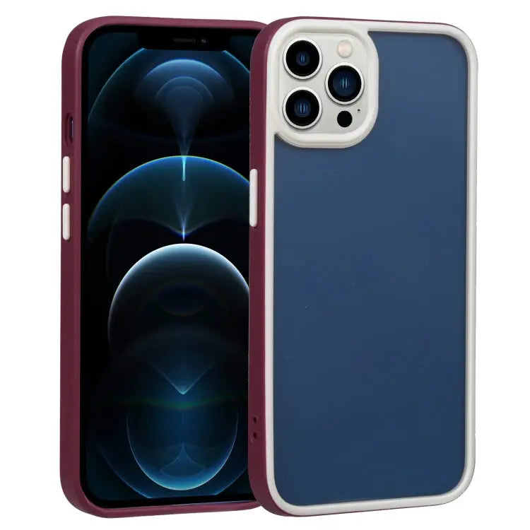 Two-color Shield TPU + PC Phone Case For iPhone 12 Pro For iPhone 12 Pro Max - For iPhone 12 Pro Max / Wine Red - Apple