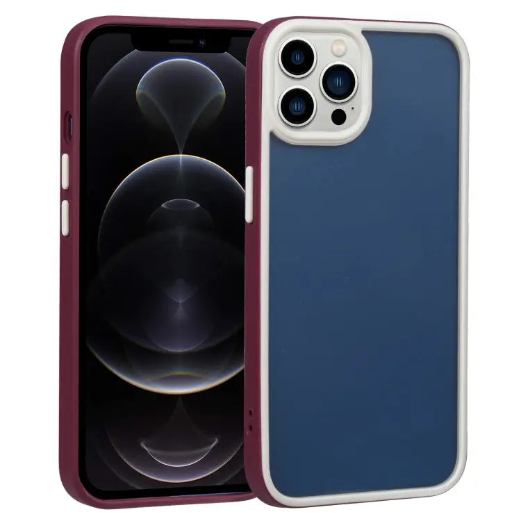 Two-color Shield TPU + PC Phone Case For iPhone 12 Pro For iPhone 12 Pro Max - For iPhone 12 Pro / Wine Red - Apple