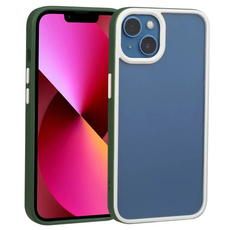 Two-color Shield TPU + PC Phone Case For iPhone 13 For iPhone 13 Pro - For iPhone 13 / Dark Green - Apple Accessories