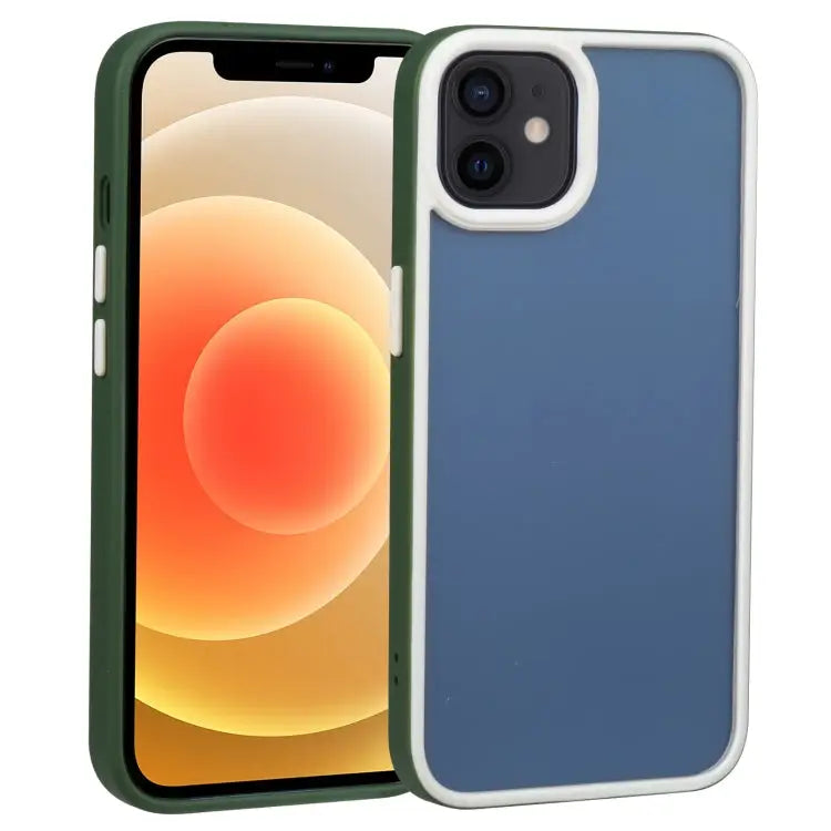 Two-color Shield TPU + PC Phone Case For iPhone 13 Pro Max For iPhone 12 - For iPhone 12 / Dark Green - Apple