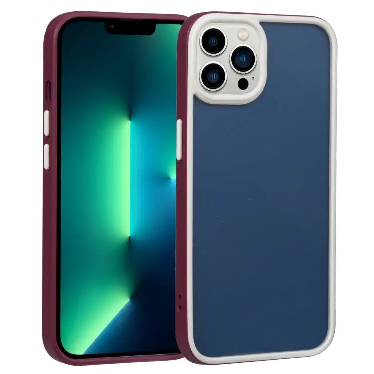 Two-color Shield TPU + PC Phone Case For iPhone 13 Pro Max For iPhone 12 - For iPhone 13 Pro Max / Wine Red - Apple