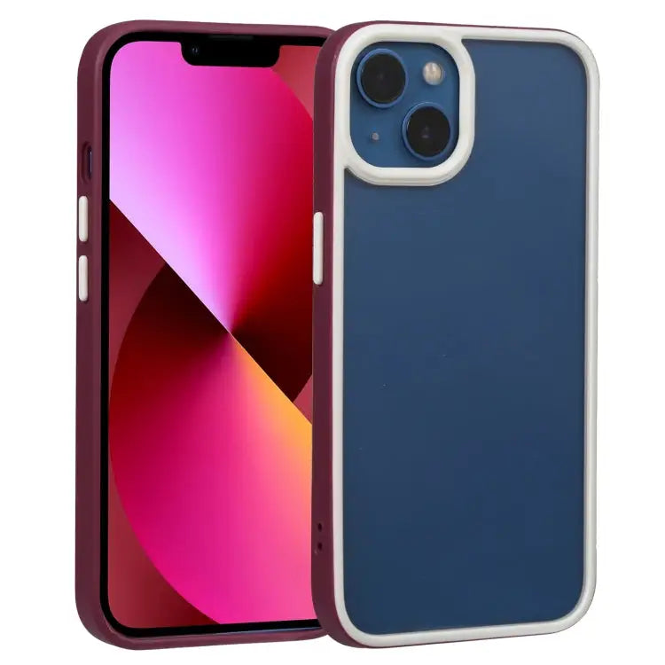 Two-color Shield TPU + PC Phone Case For iPhone 13 For iPhone 13 Pro - For iPhone 13 / Wine Red - Apple Accessories