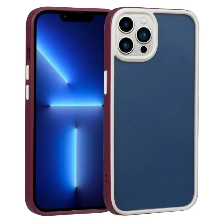 Two-color Shield TPU + PC Phone Case For iPhone 13 For iPhone 13 Pro - For iPhone 13 Pro / Wine Red - Apple Accessories