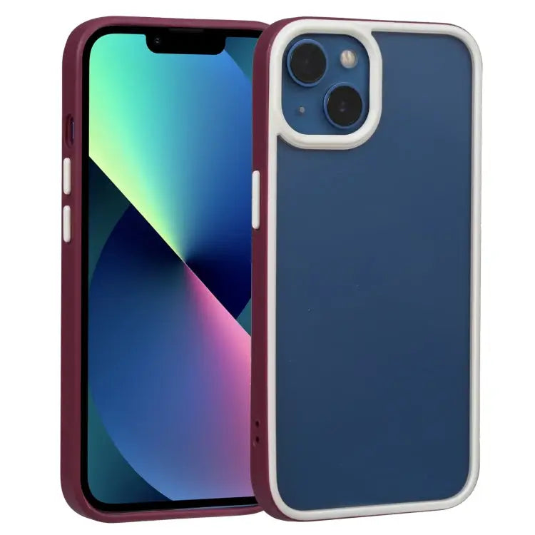 Two-color Shield TPU + PC Phone Case For iPhone 14 For iPhone 14 Plus - For iPhone 14 Plus / Wine Red - Apple